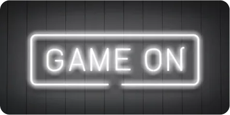 Neon sign reading Game On