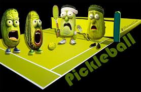 Image of pickles on a pickleball court